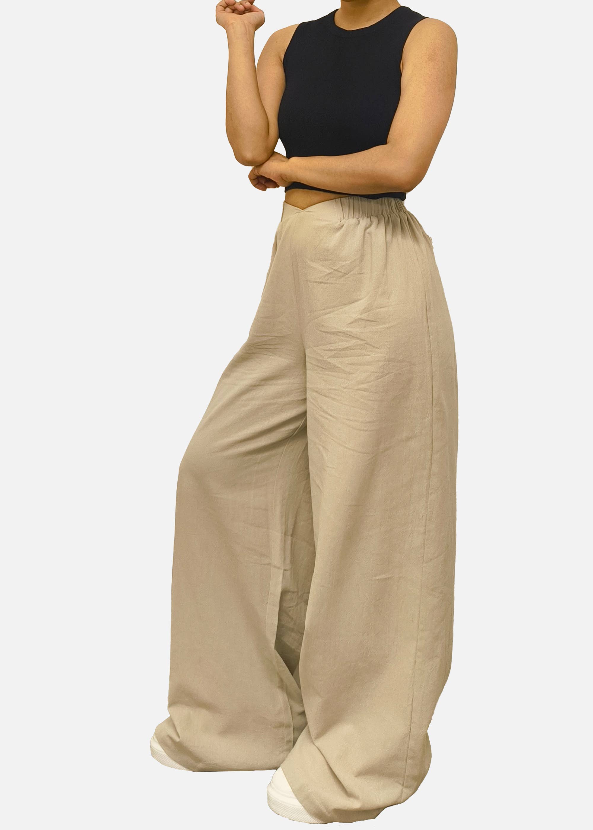 Stone Waist Band Detail Wide Leg trouser