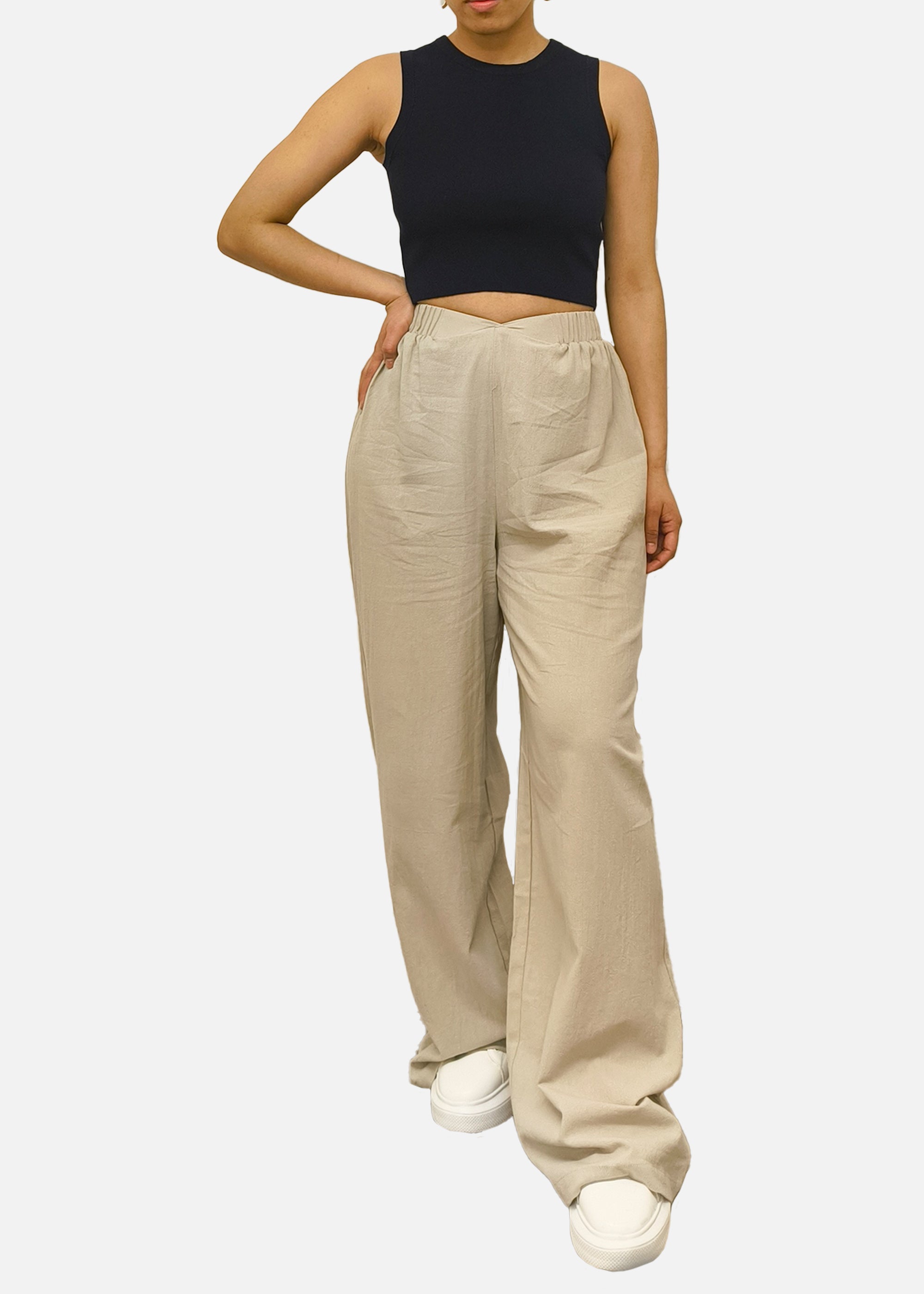Waist Band Detail Wide Leg trouser