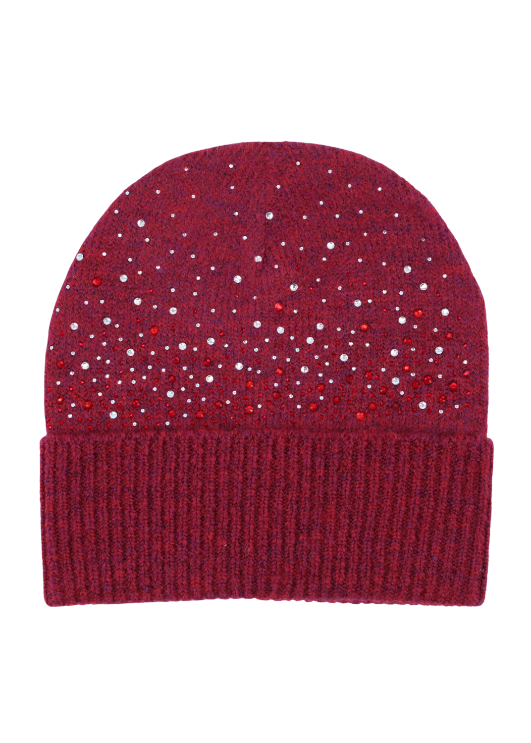 Gini London Burgundy Ladies Embellished Beanie Hat