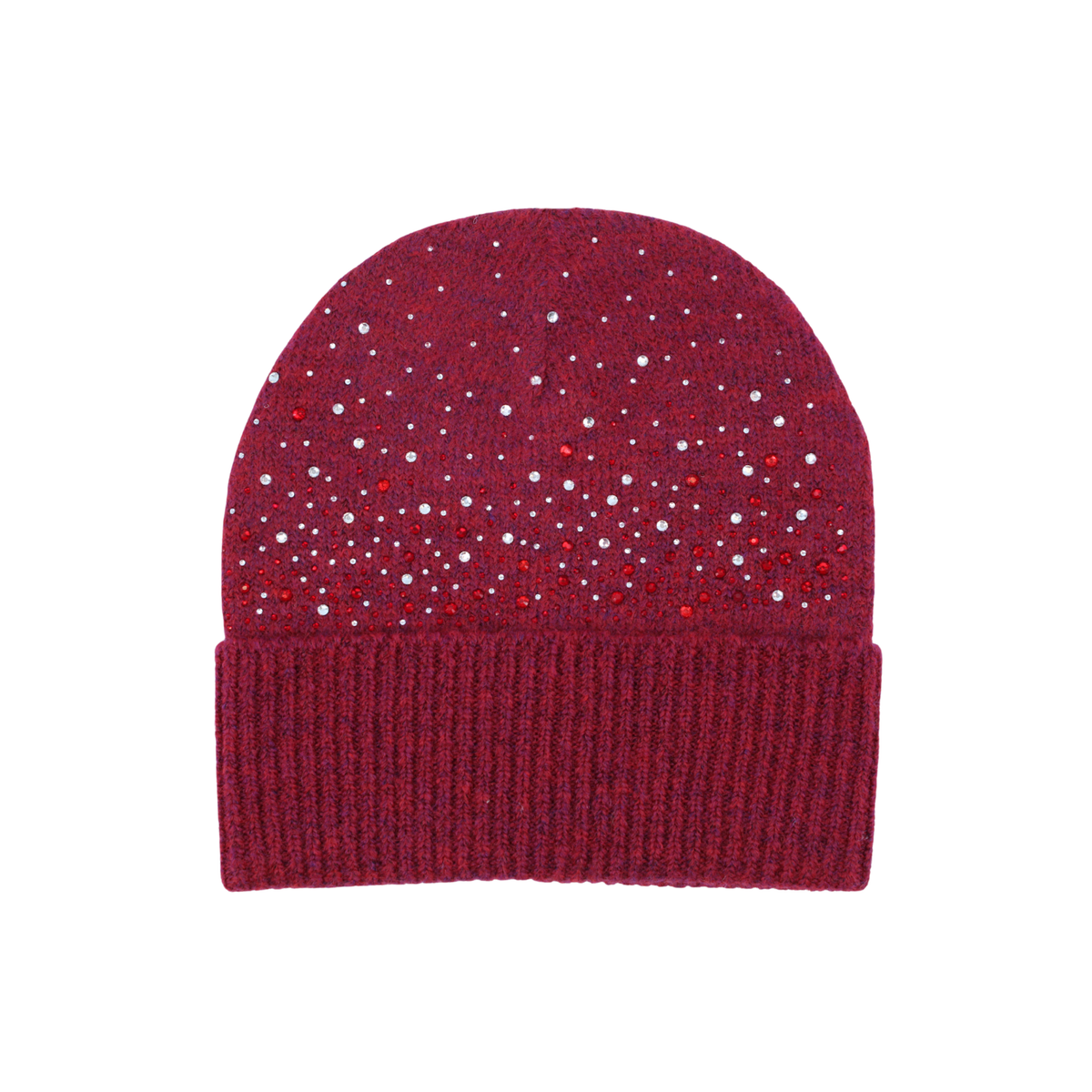 Burgundy Ladies Embellished Beanie Hat
