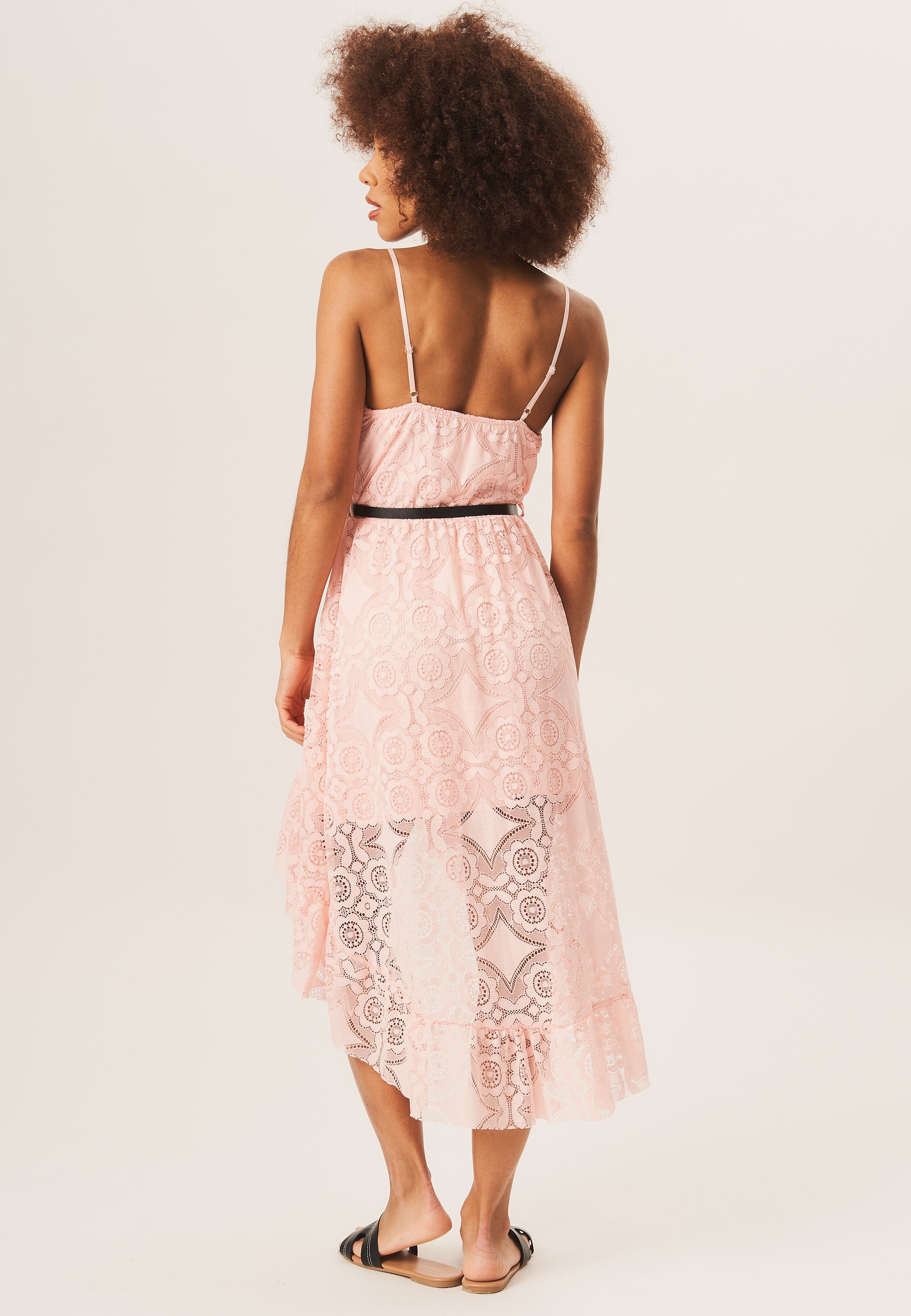 Blush Strappy Corset Belted Midi Dress