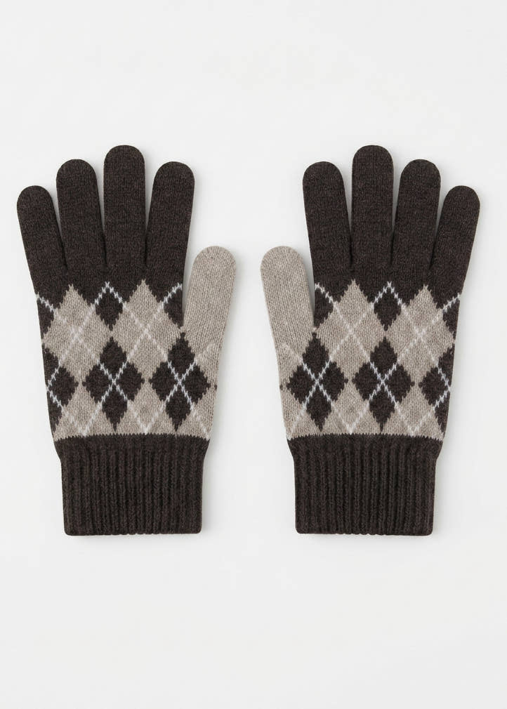 Gini London Multi Argyle Print Gloves