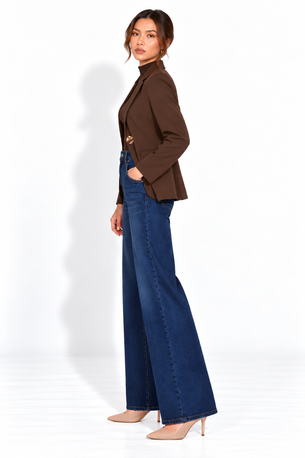 Brown Fashion Tailoring Gold Button Blazer