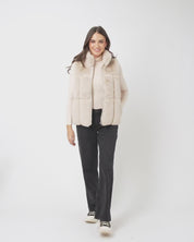 Stone Faux Fur Zip Front Gilet