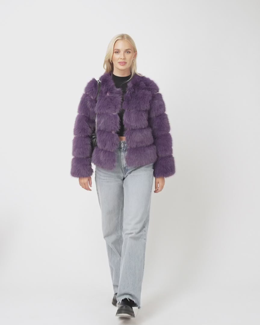 Purple Soft Touch Faux Fur Jacket