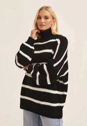 Black Chunky Knit High Neck Jumper