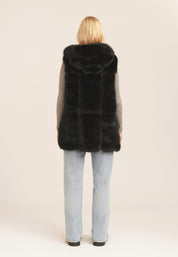 Black Soft Touch Fur Longline Gilet