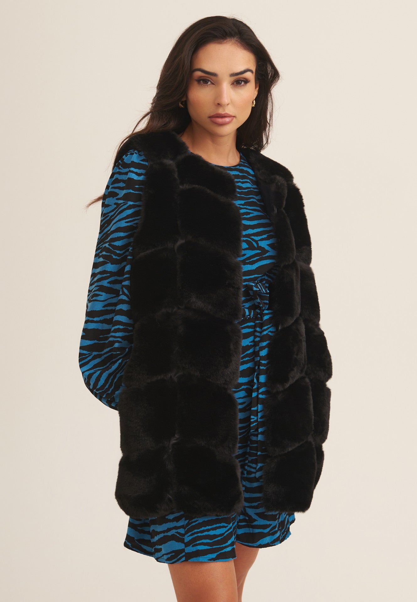 Black Box Cut Faux Fur Gilet Jacket